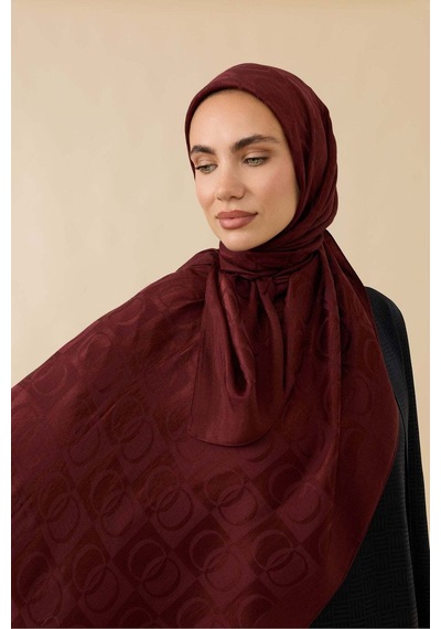 Imannoor Dama Desen Bordo Naia Pamuk Şal 70x200 Bordo-burdgundy