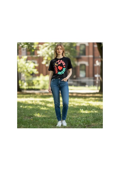 Urbantrendstore Unisex Anneler Günü Hediyesi Oversize Fit Rahat Geniş Salaş T-shirt Günlük Tişört Siyah