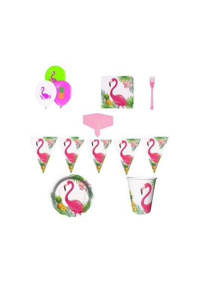 Flamingo 1-3-4 Ekonomik Doğum Günü Süsleri Ve Parti Seti 8 Kişili