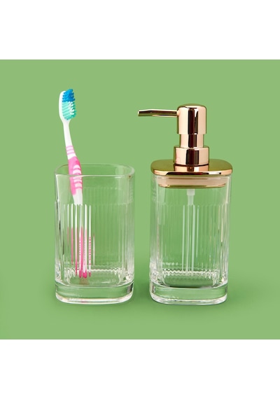Bath 2'li Banyo Sıvı Sabunluk Seti - Altın / Şeffaf Çok renkli