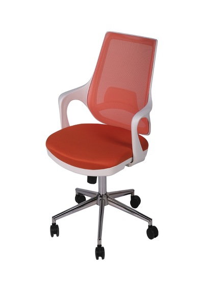 Ofisbazaar Buya Beyaz Fileli Çalışma Koltuğu Ergonomik Şef Ve Toplantı Koltuğu Turuncu Turuncu