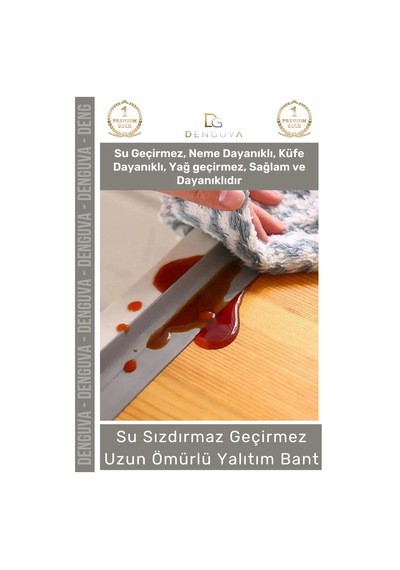 Premium Su Geçirmez Sızdırmaz Dayanıklı Pvc Yağ Kenar Küf Önleyici 3.2m Gri İzolasyon Bant 2 Adet