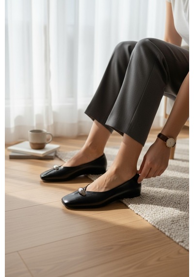 Aska Shoes Shoes Günlük Tokalı Babet 2025aska003 Siyah