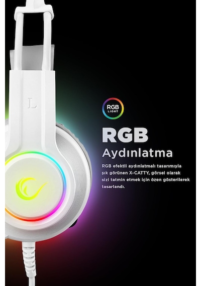 Rm-k91 X-catty Beyaz Usb 7.1 Version Rgb Gaming Oyuncu Mikrofonlu Kulaklık