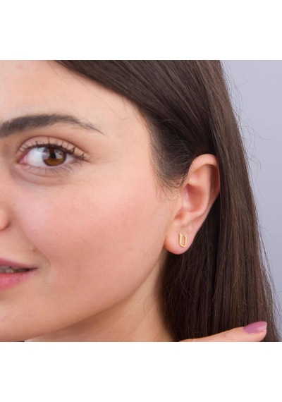 14 Ayar Altın U Harf Küpe 0,48 Gr-6062