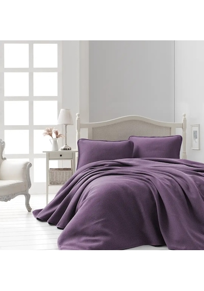 Şaheser Home Collection Jakarlı Yatak Örtüsü Seti Liv Mürdüm Çok Renkli