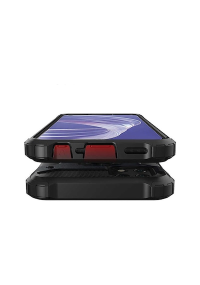 Noktaks - Oppo A15s Uyumlu - Kılıf Çift Katman Zırh Tank Crash Military Kapak - Gold