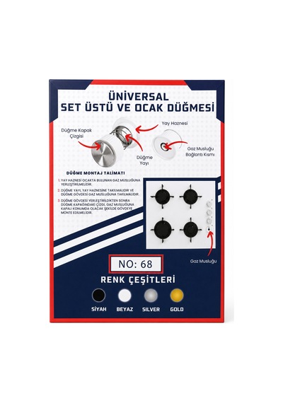 Üniversal Set Üstü Ve Ocak Düğmesi Siyah