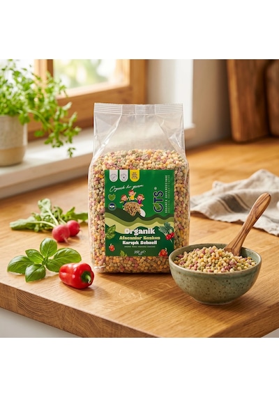 Ots Sebzeli Kuskus Makarna 350 gr. (Organik Sertifikalı, Pestisit Analizli)
