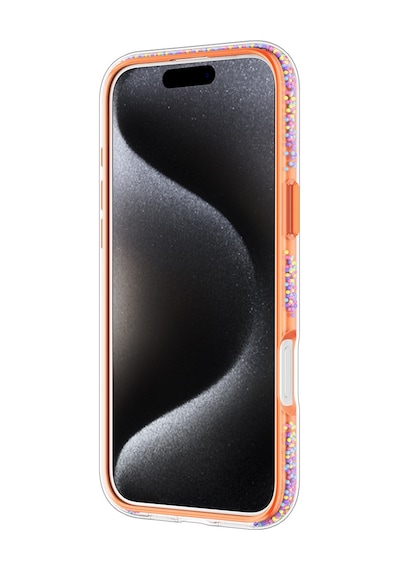 Apple Uyumlu iPhone 16 Pro Max Kılıf Magsafe Standlı Kapak Raptic Airjoy Serisi Boncuk Tasarımlı Turuncu