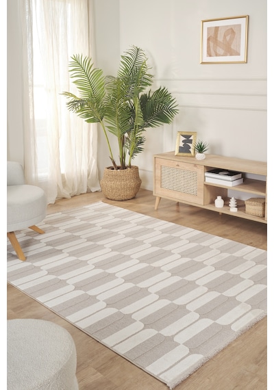 Kaşmir Halı İskandinav Otto Beige 80x300 Cm Salon Mutfak Halısı Yolluk Bej