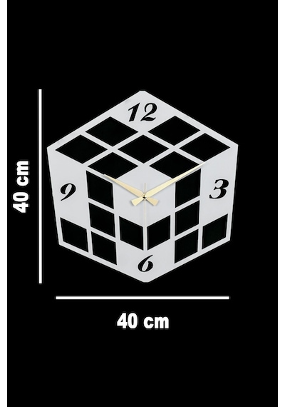 Küp Model Metal Lazer Kesim Akar Sessiz Mekanizmalı Duvar Saati 40 40 Cm -m011 Beyaz