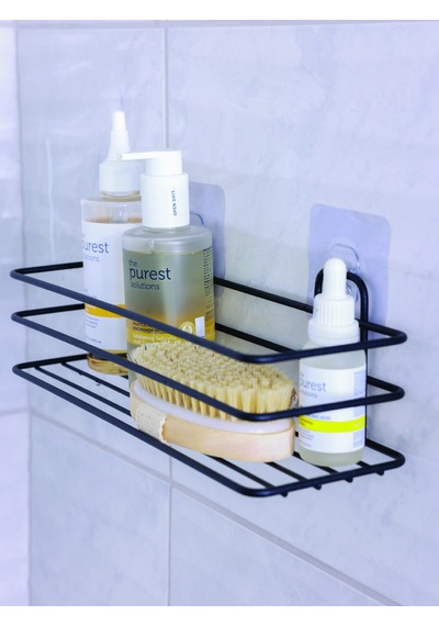 Siyah Yapışkanlı Banyo Düzenleyici Şampuanlık Banyo Rafı Duş Rafı Organizer Siyah Diğer