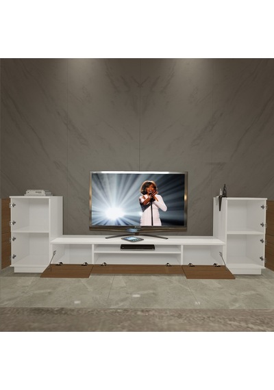 Decoraktiv Trio On2s Mdf Tv Ünitesi Tv Sehpası - Beyaz Ceviz Beyaz - Ceviz