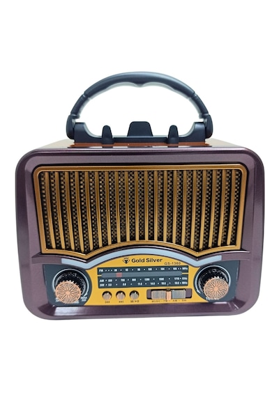 Gold Silver Gs-1360 Güneş Enerjili Ahşap Nostaljik Kamp Radyo Şarjlı Bluetooth Hoparlör Usb Tf Solar Panel