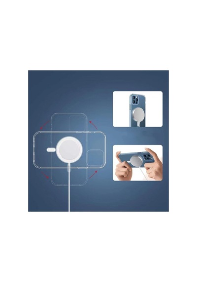 Apple iPhone Uyumlu X Kılıf Magsafe Wireless Kablosuz Şarj Destekli Sert Şeffaf Darbe Emici Embos -şeffaf Color-3171-clr-41858