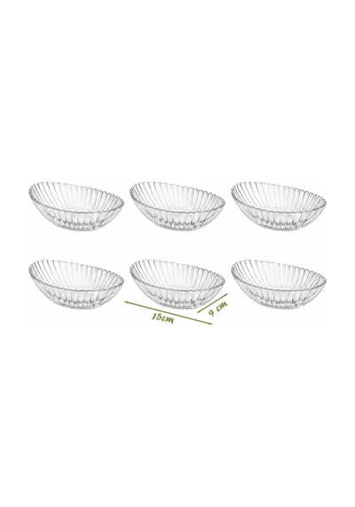 Porsima Suga 4472 6'lı Oval Cam Kase Seti 15 Cm Çerezlik, Reçellik, Kahvaltılık Ve Sosluk