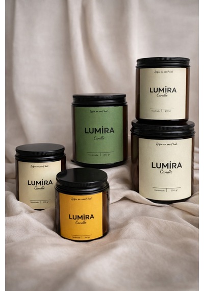 Amber Kavanoz Soya Wax Kokulu Mum Kahverengi