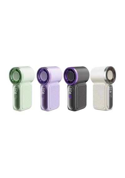 Coverzone 9cmx4cm Ultra Mini En Küçük El Fanı Taşınabilir Şarjlı Dijital Göstergeli Ayarlanabilir Hız Kademeli