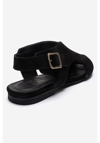 Luvishoes Monaro Siyah Süet Hakiki Deri Kadın Sandalet