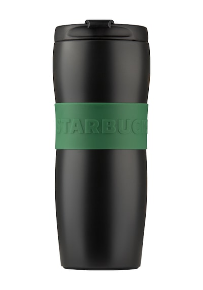 Starbucks Yeşil Şeritli Siyah Paslanmaz Çelik Termos 355 ml
