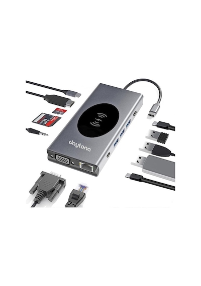 W13 Macbook Uyumlu Type C To 4k Hdmı - 2 Usb3.0-3 Usb2.0 Vga Sd/tf Audıo Lan Wireless Şarj 13ın1 Hub Çevirici
