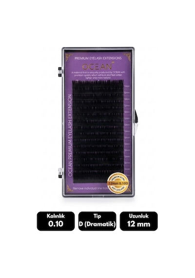 Ocean 0.10d Dramatik Kıvrım 12 Mm Soft Eyelash Doğal İpek Kirpik 16'lı