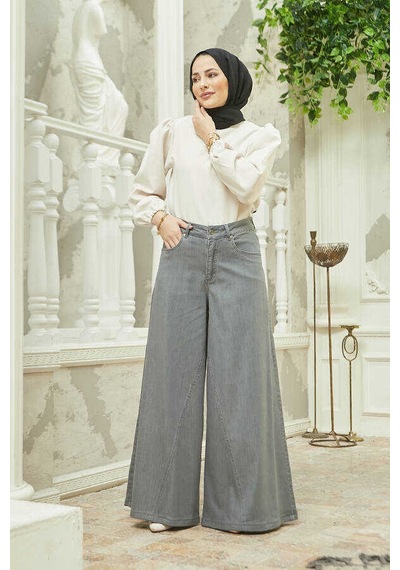 1162-denim Pantolon Etek Gri Gri