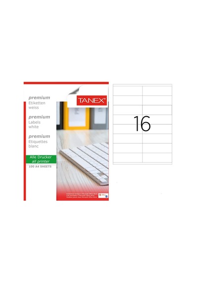 Tanex Tw-2316 105X36MM Beyaz Lazer Etiket 100'lü Paket