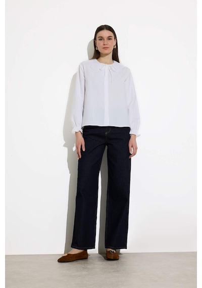 DeFacto Regular Fit Poplin Uzun Kollu Gömlek Tunik E4355AX25SPWT84