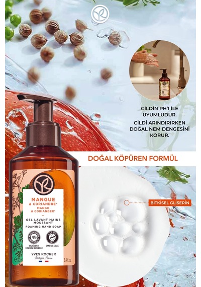 Yves Rocher Sıvı Sabun- Canlandırıcı Mango Kişniş - Sls,sles İçermez,vegan-190ml