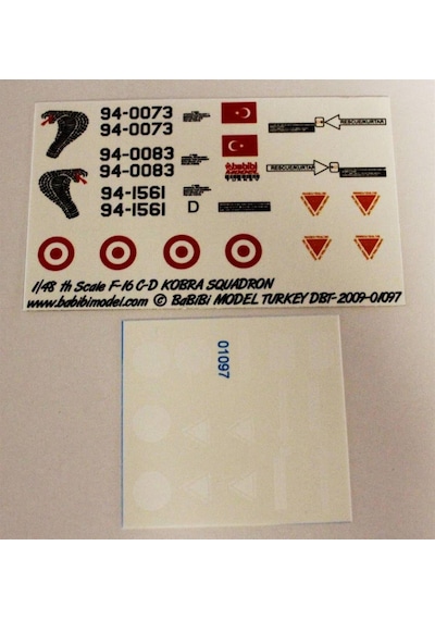 Babibi Dbt01097 1/48 Ölçek, Turaf F-16 C/d, 191.kobra Filo, Dekal Çıkartma