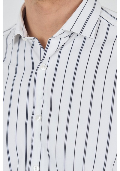 İmza Beyaz-mavi Uzun Kol Çizgili Desen Bez Ayağı İtalyan Yaka Cepsiz Esnek Classic Slim Fit Gömlek 1004250203 Optik Beyaz İmza Beyaz-mavi Uzun Kol Çizgili Desen Bez Ayağı İtalyan Yaka Cepsiz Esnek Classic Slim Fit Gömlek 1004250203 Optik Beyaz