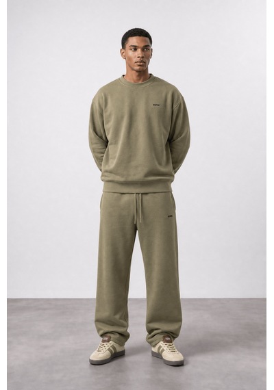 Erkek Respire Basic Oversize Sweatshirt Haki