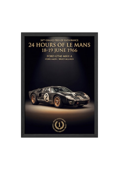 Ford Gt40 Siyah Ahşap Çerçeveli Poster, Dekoratif Araba Duvar Tablosu