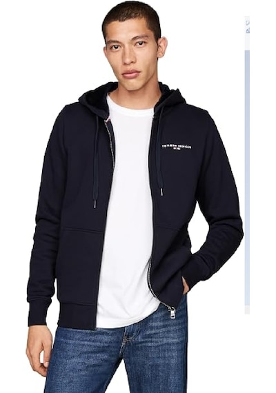 Tommy Hilfiger Fermuarlı Kapşonlu Sweatshirt Siyah