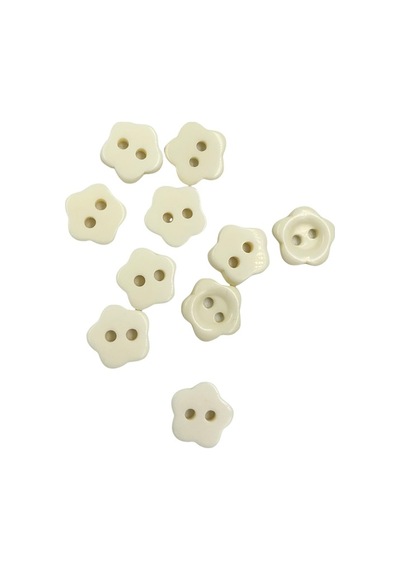 10 Adet 10 mm Çiçek Düğme (Krem)