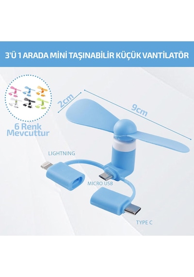 Büro Ev Ofis si İçin Mini Typec Musb Ios Sessiz Telefon Fanı