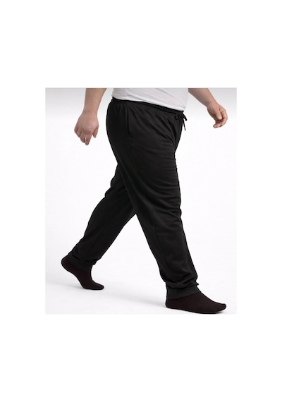 Genel Markalar Erkek Büyük Beden Siyah İki İplik Kompak Penye Cep Fermuarlı Eşofman Altı 3xl-4xl-5xl-6xl-7xl-8xl Siyah