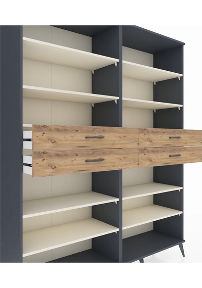Hyperion Gardrop 10 Raflı 4 Çekmeceli 176x44x221 Antrasit-aytaşı/çam Aytaşı/çam Hyperion Gardrop 10 Raflı 4 Çekmeceli 176x44x221 Antrasit-aytaşı/çam Aytaşı/çam