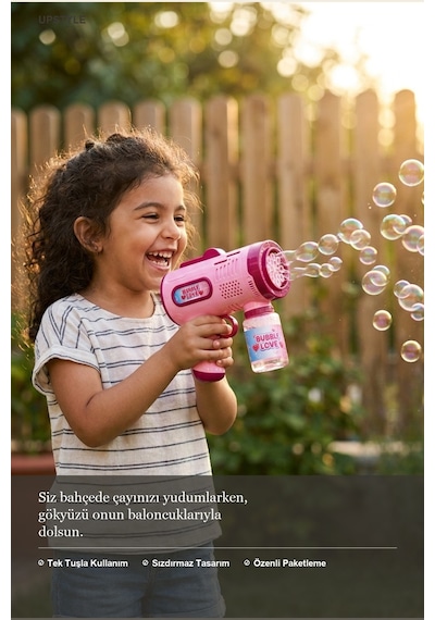 Tek Tuşla Köpük Tabancası Yüzlerce Baloncuk Makinesi Pilli, Sızdırmaz
