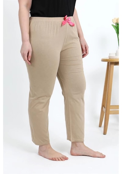 Mtm My The Mall Kadın Pamuklu Büyük Beden Alt Pijama Bej Bej