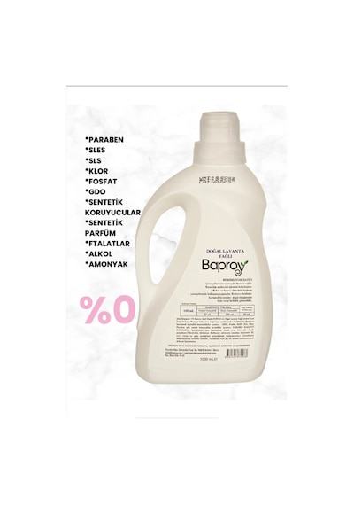 Baproy Doğal Lavanta Yağlı Bitkisel Çamaşır Yumuşatıcısı 2 x 1 L