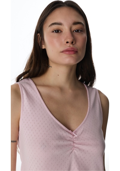 Penti Pembe Blossom Pamuklu Pointel Atlet Pijama Üstü
