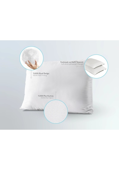 Doqu Home Whiteline Microfiber Yastık 50 X 70 Cm - Beyaz Beyaz