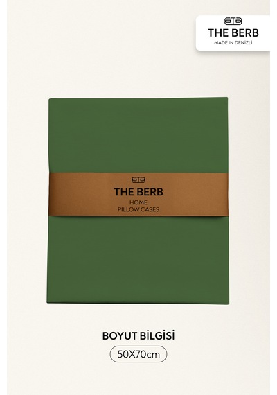 The Berb 2'li Penye Yastık Kılıfı Seti %100 Pamuk 50 X 70 Fermuarlı Haki Yeşil