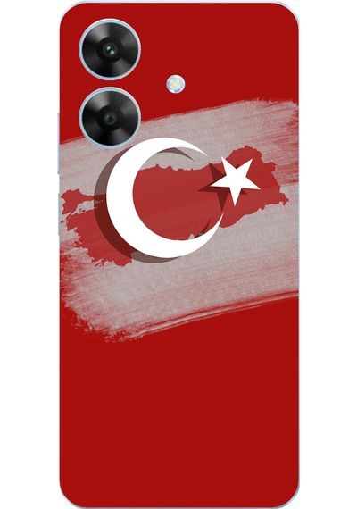 Realme Note 60 Uyumlu Türkiye Harita Detaylı Türk Bayrağı Baskılı Silikon Kılıf Renkli