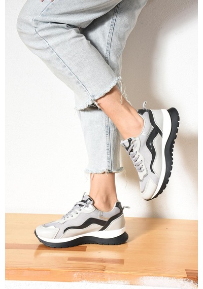 Shoetek Galina Kadın Sneakers Bağcıklı Spor Ayakkabı Gri Deri Gri Cilt Gri Shoetek Galina Kadın Sneakers Bağcıklı Spor Ayakkabı Gri Deri Gri Cilt Gri