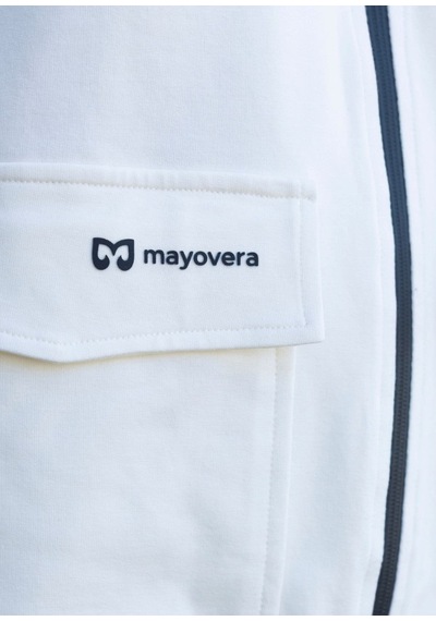 Mayovera Tesettür Eşofman Siyah Fermuarlı Beyaz
