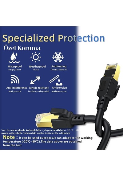 Cat8 Ethernet Kablosu, Yüksek Hızlı Ve Dayanıklı Cat8 Lan Ağ Kablosu 40gbps,yüksek Hızlı Ve Dayanıklı Cat8, 2000mhz,siyah,2m
